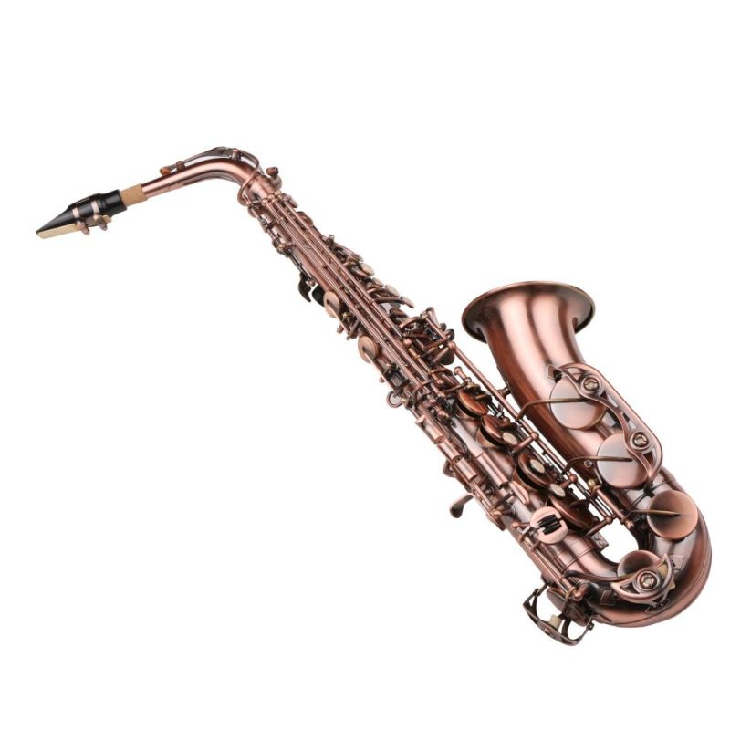 Woodwinds |   Saxophone Red Antique E-flat Brass Material with Carrying Case Cleaning Cloth Brush Sax Strap Mouthpiece Gold Musical Instruments Gold