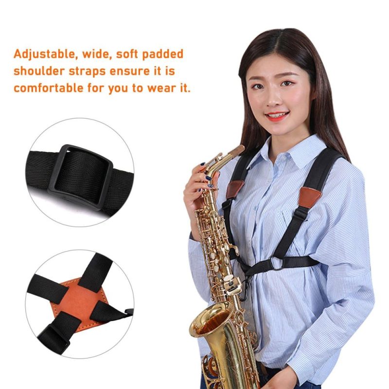 Woodwinds |   Saxophone Strap Sax Shoulder Strap Adjustable Padded Leather Strap for Soprano Alto Baritone Saxophone Musical Instruments Woodwinds