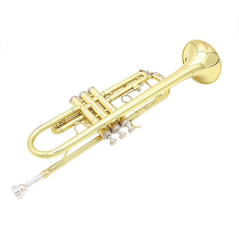 Woodwinds |   Trumpet Bb B Flat Brass Exquisite with Mouthpiece Cleaning Brush Cloth Gloves Strap Gold Musical Instruments Gold