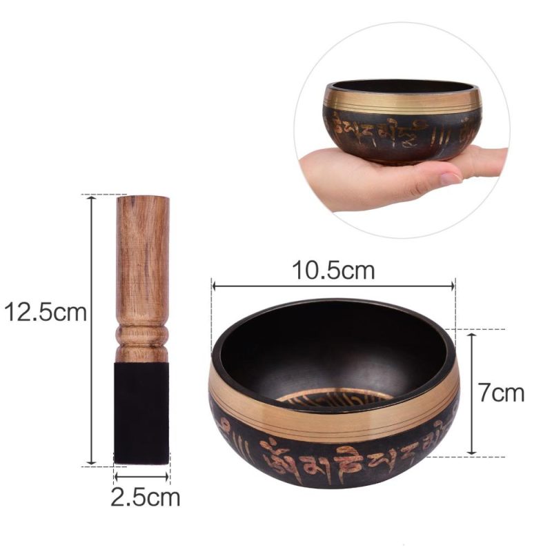 Drums & Percussion |   Tibetan Singing Bowl Set with 10.5cm/4inch Handmade Metal Sound Bowl & Soft Cushion(Random Color Delivery) & Wooden Striker for Meditation Sound Chakra Healing Yoga Relaxation Drums & Percussion Drums & Percussion