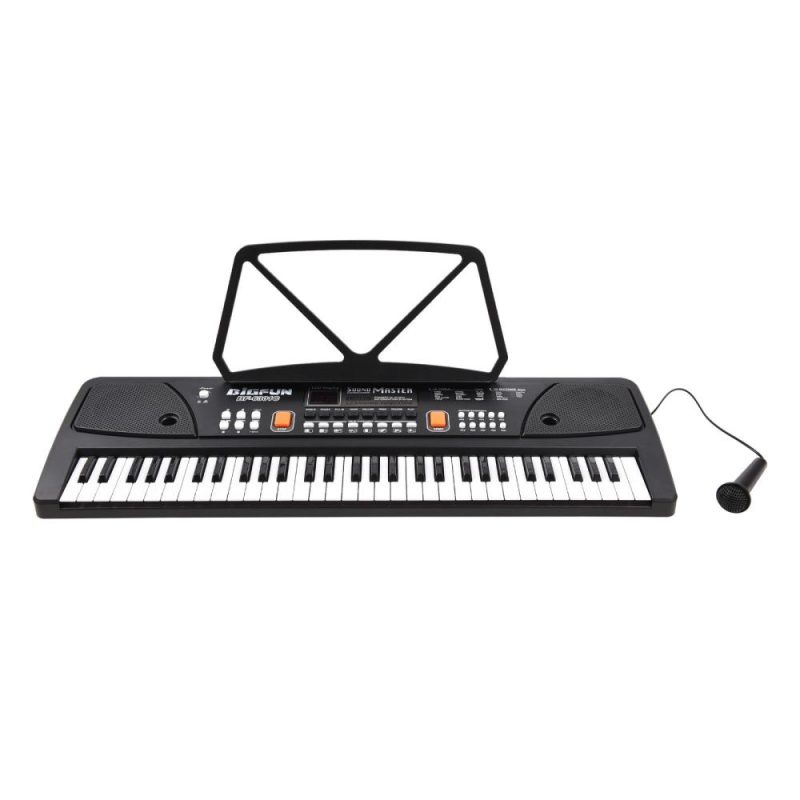 Keyboards & Pianos |   61 Keys Rechargeable Electronic Organ Kids Electric Piano with Microphone Black Keyboards & Pianos Black