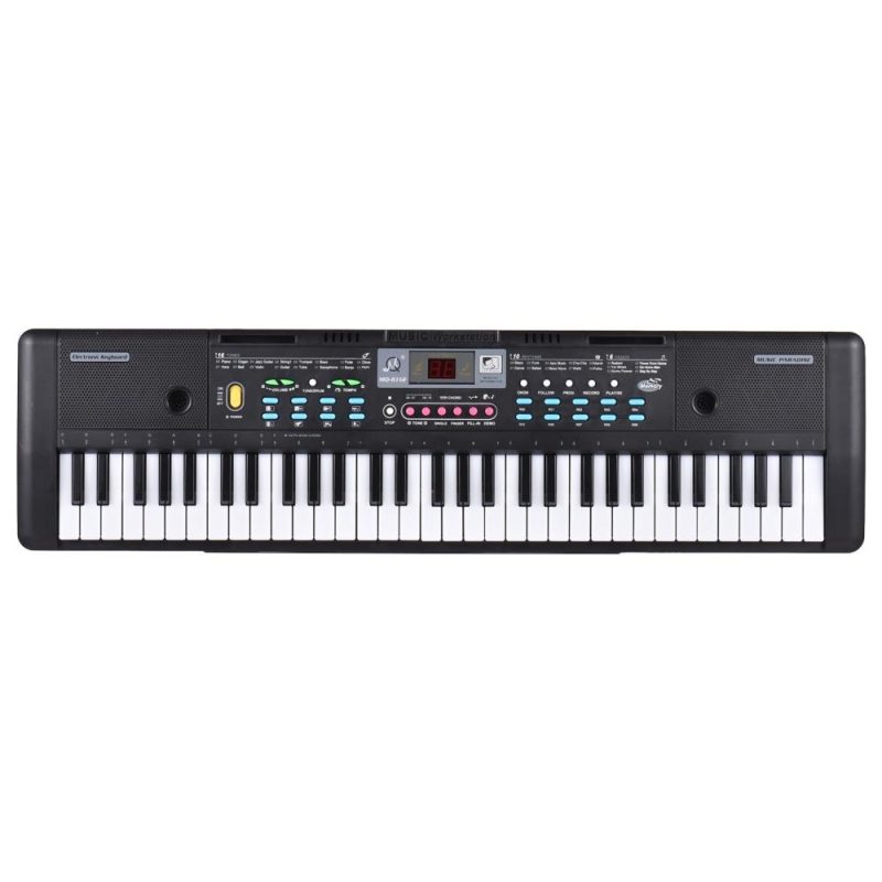 Keyboards & Pianos |   61 Keys USB Electronic Organ Kids Electric Piano with Microphone Black Keyboards & Pianos Black