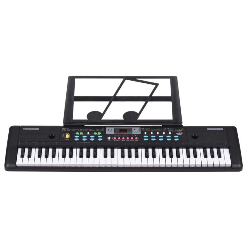 Keyboards & Pianos |   61 Keys USB Electronic Organ Kids Electric Piano with Microphone Black Keyboards & Pianos Black