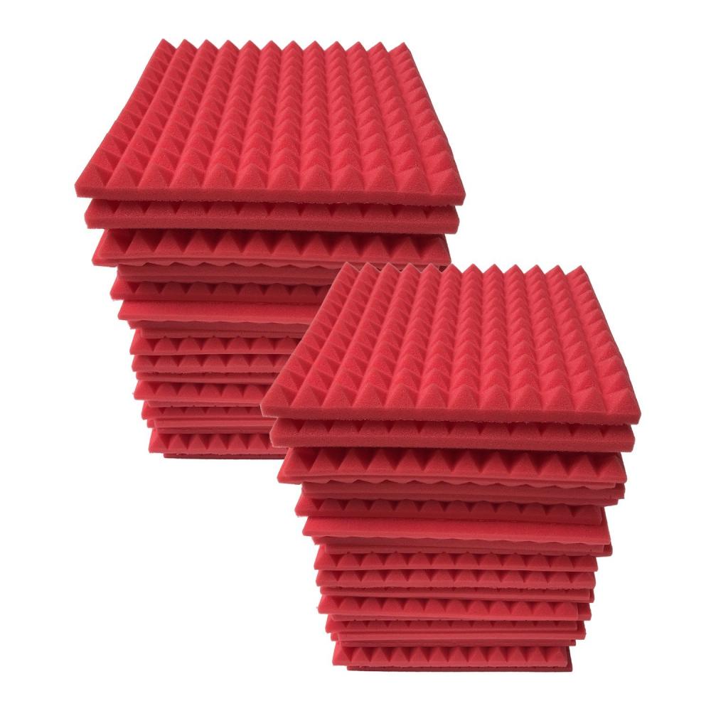 Pro Audio Equipment |   24pcs 12*12*1inch High Density Studio Acoustic Foams Panels Sound Insulation Foam Fire Retardant Red Musical Instruments Pro Audio Equipment