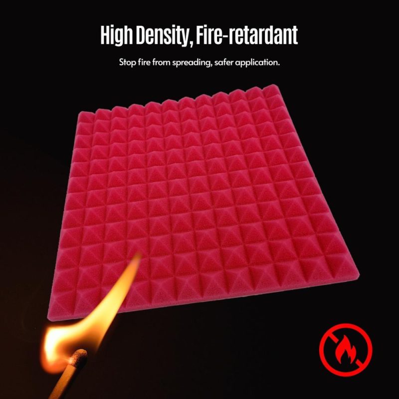 Pro Audio Equipment |   24pcs 12*12*1inch High Density Studio Acoustic Foams Panels Sound Insulation Foam Fire Retardant Red Musical Instruments Pro Audio Equipment