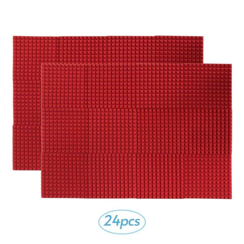 Pro Audio Equipment |   24pcs 12*12*1inch High Density Studio Acoustic Foams Panels Sound Insulation Foam Fire Retardant Red Musical Instruments Pro Audio Equipment