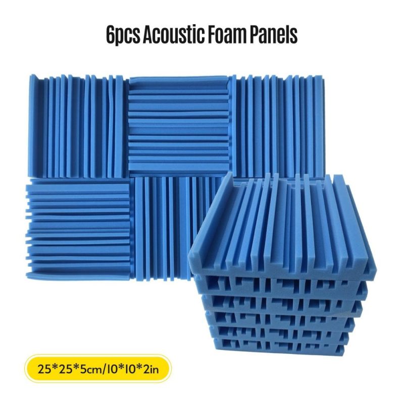 Pro Audio Equipment |   6pcs 10*10*2inch High Density Studio Acoustic Foams Panels Sound Insulation Foam Fire Retardant Blue Musical Instruments Blue