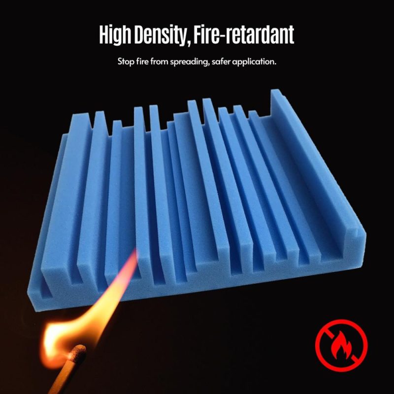 Pro Audio Equipment |   6pcs 10*10*2inch High Density Studio Acoustic Foams Panels Sound Insulation Foam Fire Retardant Blue Musical Instruments Blue