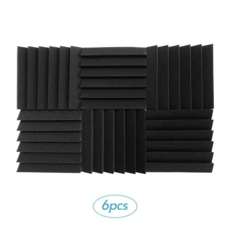 Pro Audio Equipment |   6pcs 12*12*2inch High Density Studio Acoustic Foams Panels Sound Insulation Foam Fire Retardant Black Musical Instruments Black