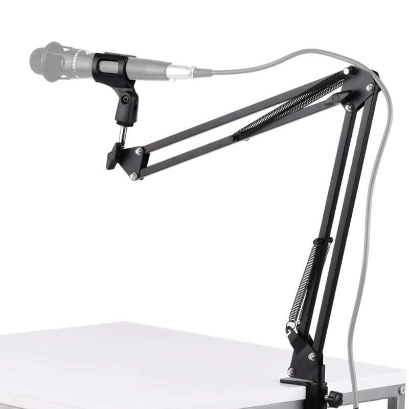 Pro Audio Equipment |   Microphone Stand Holder Table Lazy Bracket with Extendable Arm Microphone Clip Black Musical Instruments Black