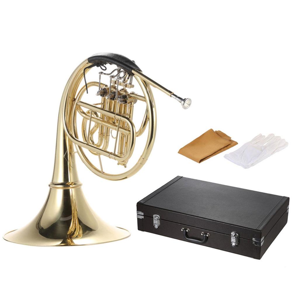 Brass |   Bb Single French Horn 3 Key Brass Gold Lacquer Single-Row Split French Horn Gold Brass Brass