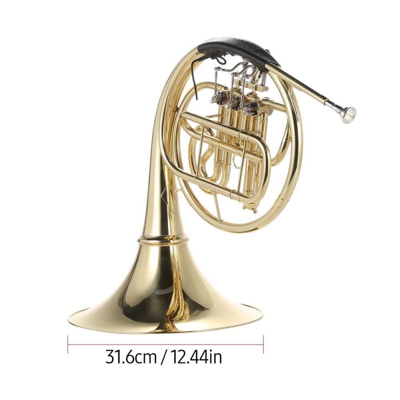 Brass |   Bb Single French Horn 3 Key Brass Gold Lacquer Single-Row Split French Horn Gold Brass Brass