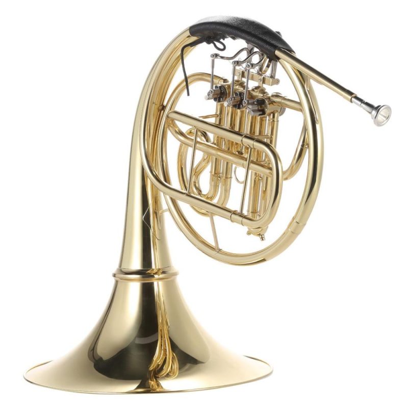 Brass |   Bb Single French Horn 3 Key Brass Gold Lacquer Single-Row Split French Horn Gold Brass Brass