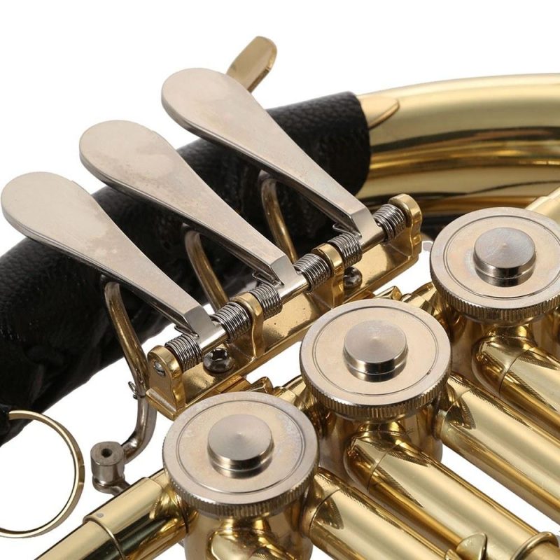 Brass |   Bb Single French Horn 3 Key Brass Gold Lacquer Single-Row Split French Horn Gold Brass Brass