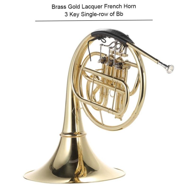 Brass |   Bb Single French Horn 3 Key Brass Gold Lacquer Single-Row Split French Horn Gold Brass Brass