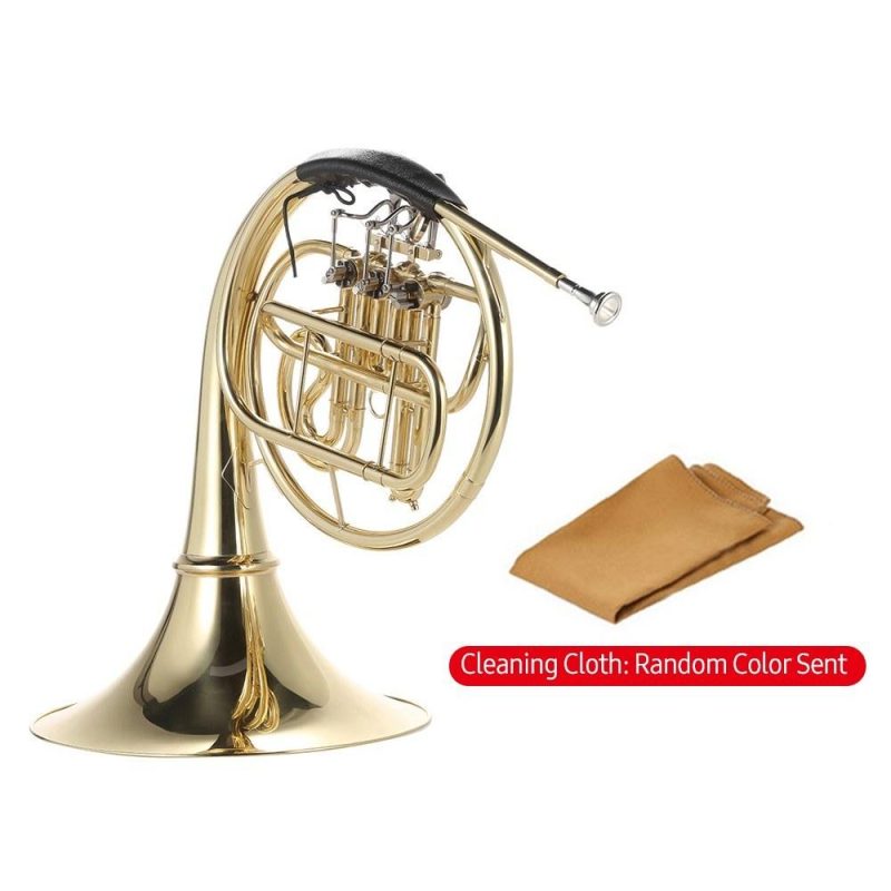 Brass |   Bb Single French Horn 3 Key Brass Gold Lacquer Single-Row Split French Horn Gold Brass Brass