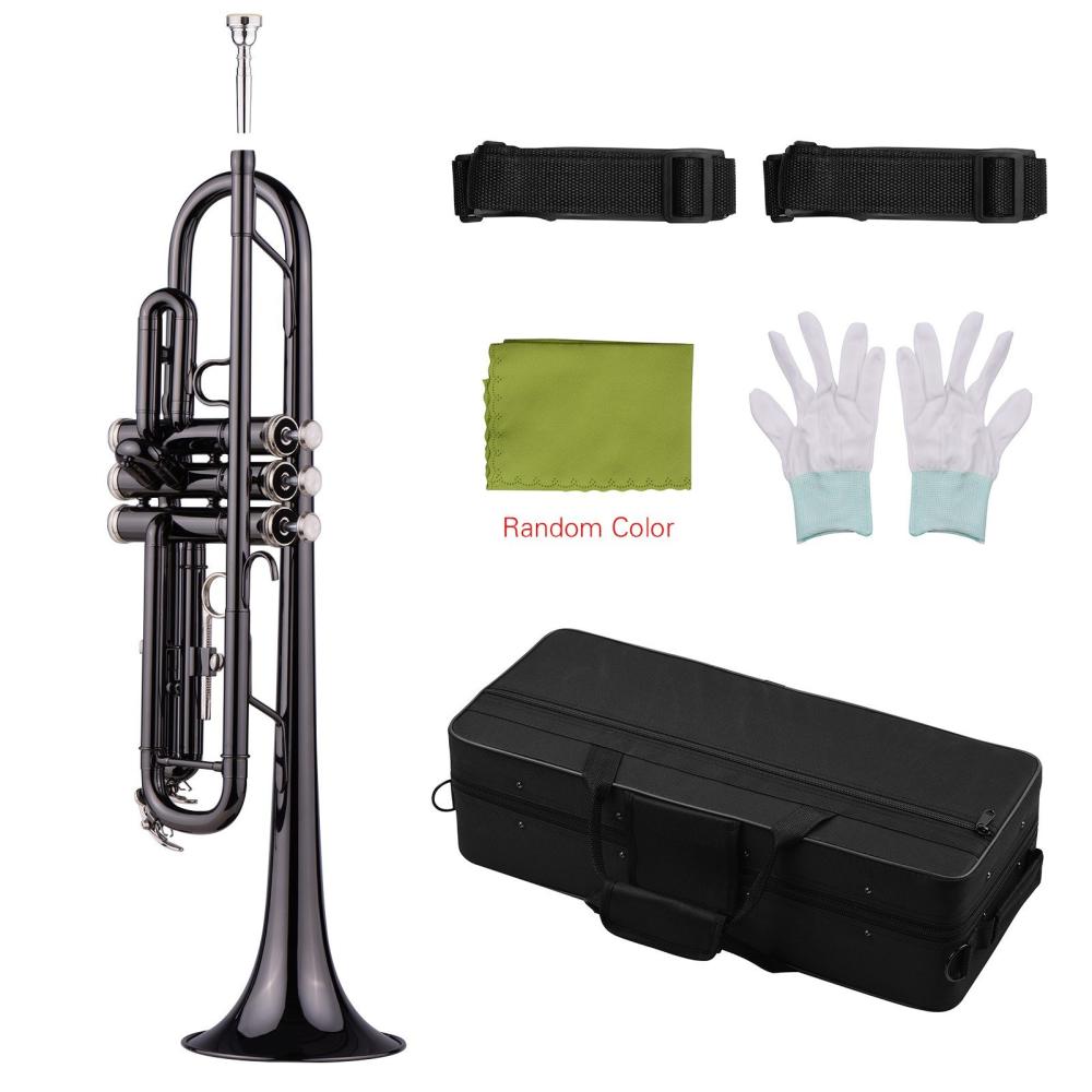 Brass |   Brass Plated Black Bb Trumpet Set for Beginner Student Black Brass Black