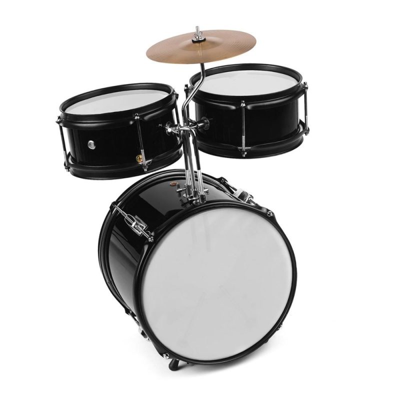 Drums & Percussion |   Kids Children Junior Beginners 3-Piece Drum Set Drums Kit Black Drums & Percussion Black