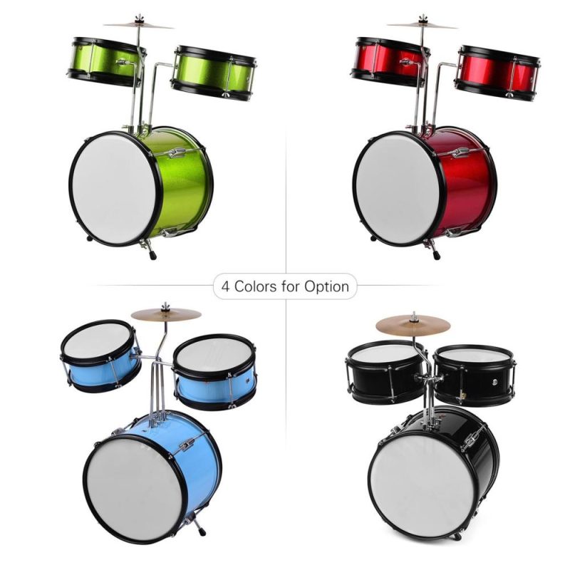 Drums & Percussion |   Kids Children Junior Beginners 3-Piece Drum Set Drums Kit Black Drums & Percussion Black