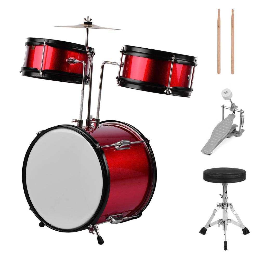 Drums & Percussion |   Kids Children Junior Beginners 3-Piece Drum Set Drums Kit Red Drums & Percussion Drums & Percussion