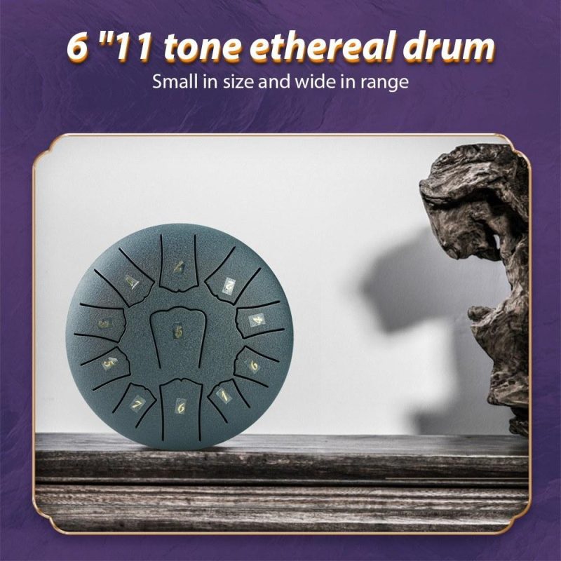 Drums & Percussion |   Steel Tongue Drum 6 Inch 11 Notes D Key Percussion Instrument Portable Balmy Drum with Drum Mallets Dark Blue Drums & Percussion Dark Blue