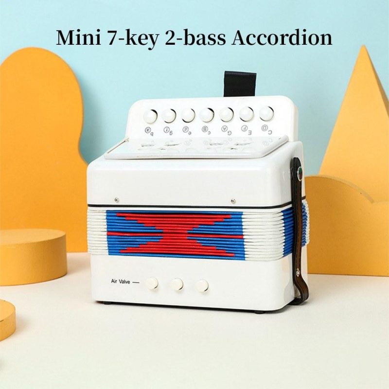 Keyboards & Pianos |   Mini 7-key 2-bass Accordion ABS Material Musical Instrument for Beginners Christmas Gift White Keyboards & Pianos Keyboards & Pianos