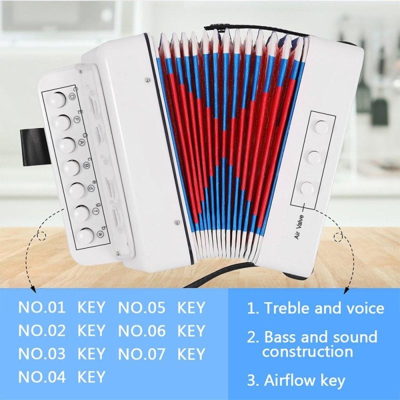 Keyboards & Pianos |   Mini 7-key 2-bass Accordion ABS Material Musical Instrument for Beginners Christmas Gift White Keyboards & Pianos Keyboards & Pianos