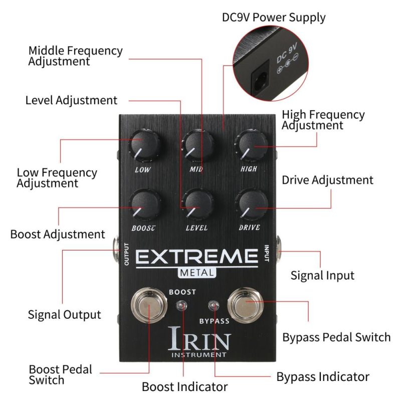 Musical Effects |   Distortion Guitar Effect Pedal for Electric Guitar – EXTREME Black Musical Effects Black