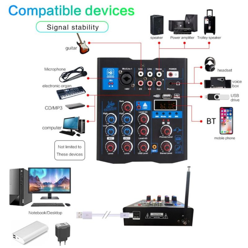 Musical Effects |   Professional Audio Mixer With Dual Wireless Microphone, Musical Effects Musical Effects