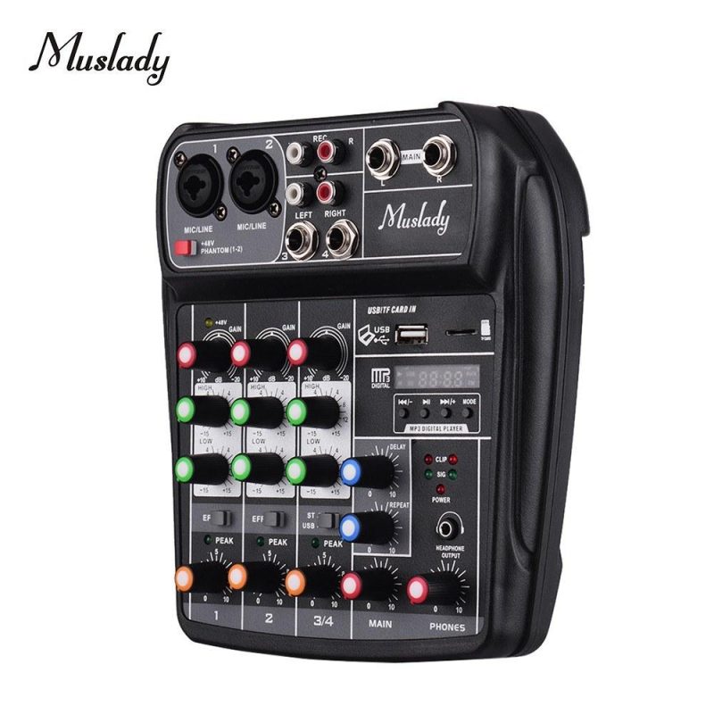 Pro Audio Equipment |   AI-4 Compact Sound Card Mixing Console Digital Audio Mixer Black Musical Instruments Black