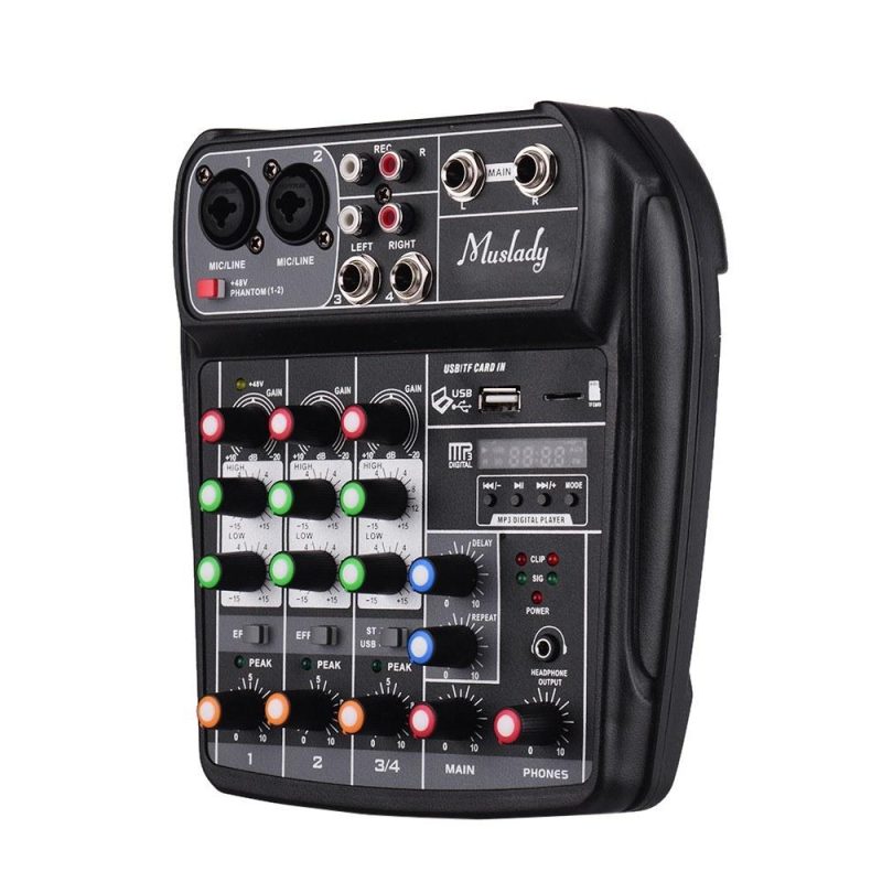 Pro Audio Equipment |   AI-4 Compact Sound Card Mixing Console Digital Audio Mixer Black Musical Instruments Black