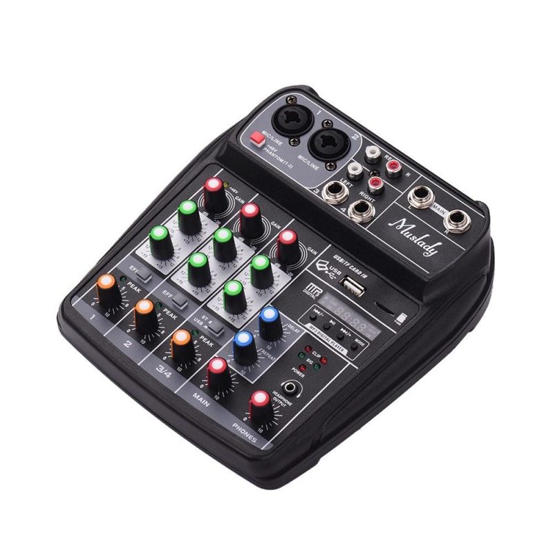 Pro Audio Equipment |   AI-4 Compact Sound Card Mixing Console Digital Audio Mixer Black Musical Instruments Black