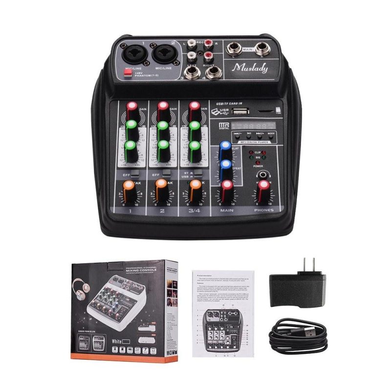 Pro Audio Equipment |   AI-4 Compact Sound Card Mixing Console Digital Audio Mixer Black Musical Instruments Black