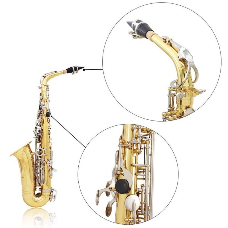 Woodwinds |   Alto Saxophone Sax Glossy Brass Engraved Eb E-Flat Natural White Shell Button Wind Instrument Gold Musical Instruments Gold