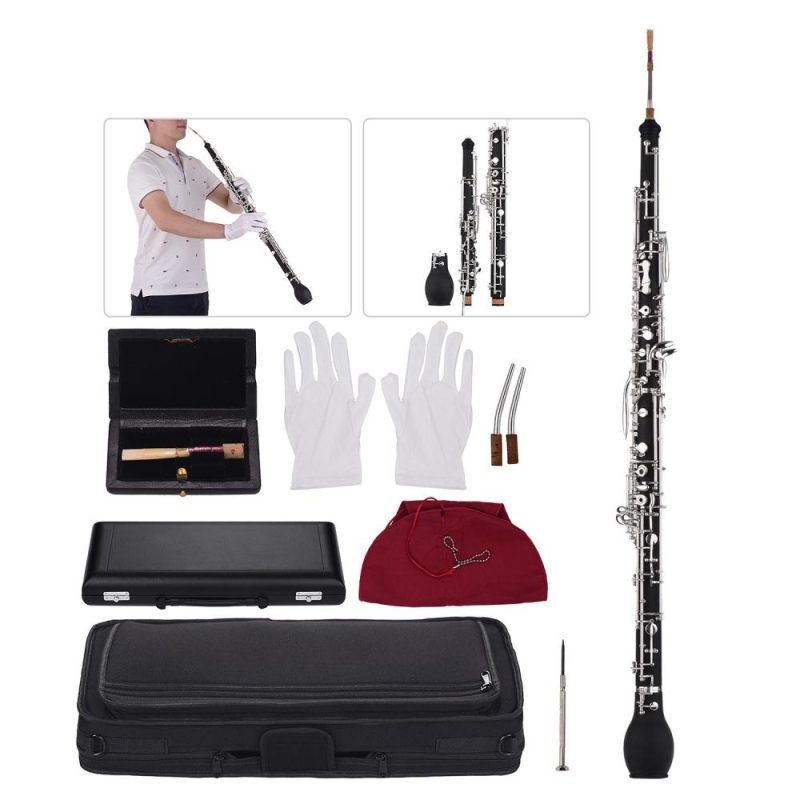 Woodwinds |   Professional English Horn Alto Oboe F Key Synthetic Wood Body Silver-plated Keys Woodwind Instrument Black Musical Instruments Black