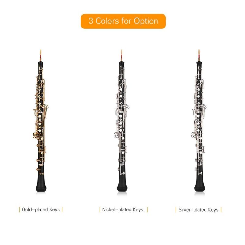 Woodwinds |   Professional Oboe C Key Semi-automatic Style Silver-plated Keys Woodwind Instrument Silver Musical Instruments Silver