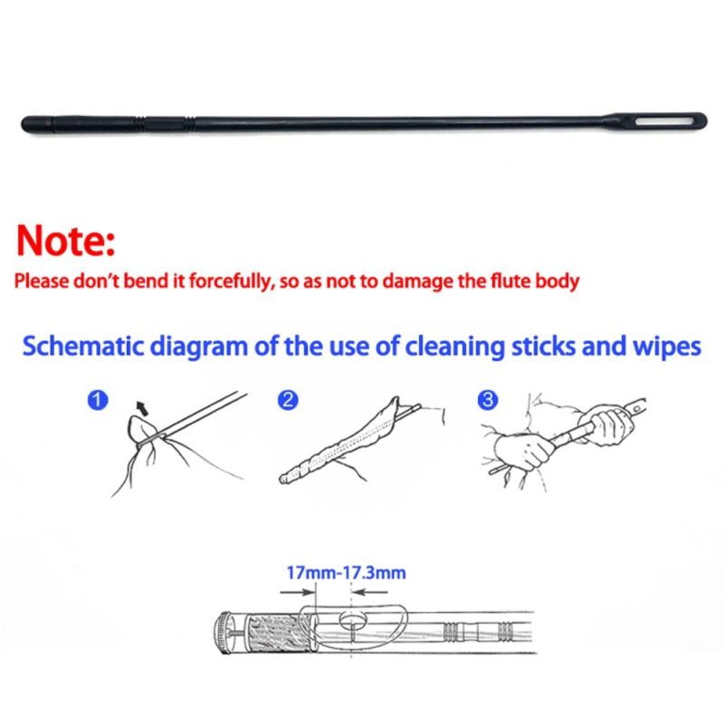 Woodwinds |   Woodwind Instruments Accessory Cleaning-Sticks for Flute Cleaning Rod with Cloth for Flute Black Musical Instruments Black