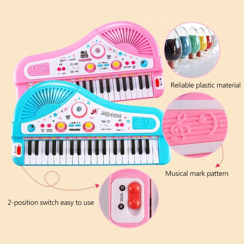 Keyboards & Pianos |   37 Keys Kids Musical Piano Electronic Piano Keyboard Toy Musical Instrument Toy Blue Keyboards & Pianos Blue