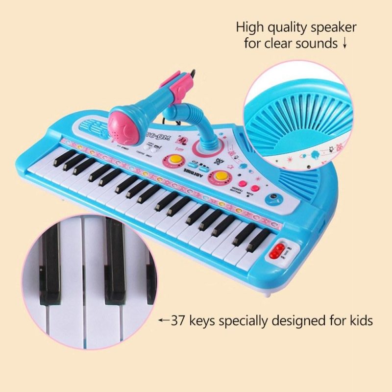 Keyboards & Pianos |   37 Keys Kids Musical Piano Electronic Piano Keyboard Toy Musical Instrument Toy Blue Keyboards & Pianos Blue