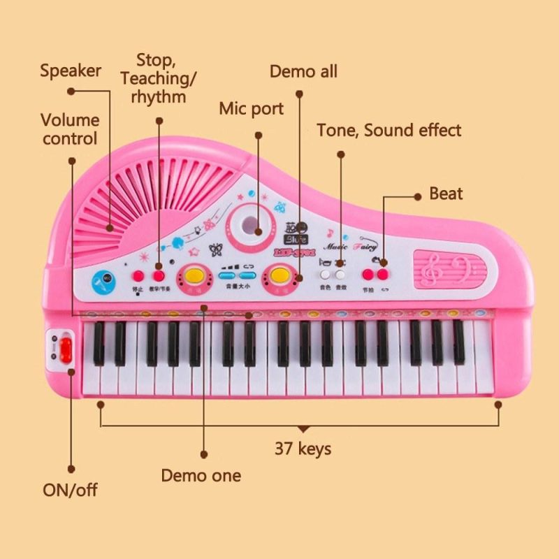 Keyboards & Pianos |   37 Keys Kids Musical Piano Electronic Piano Keyboard Toy Musical Instrument Toy Blue Keyboards & Pianos Blue