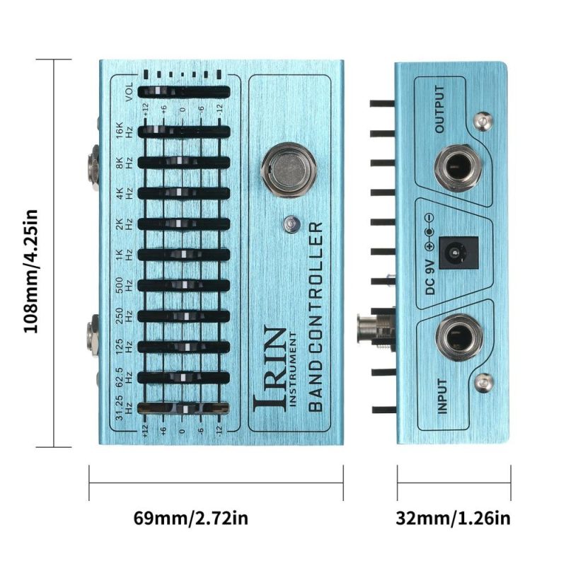 Musical Effects |   10-Band EQ Guitar Effect Pedal Mini Guitar Equalizer with True Bypass – BAND CONTROLLER Blue Musical Effects Blue