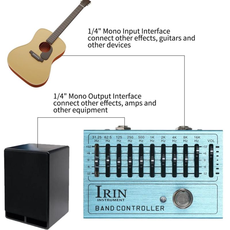 Musical Effects |   10-Band EQ Guitar Effect Pedal Mini Guitar Equalizer with True Bypass – BAND CONTROLLER Blue Musical Effects Blue