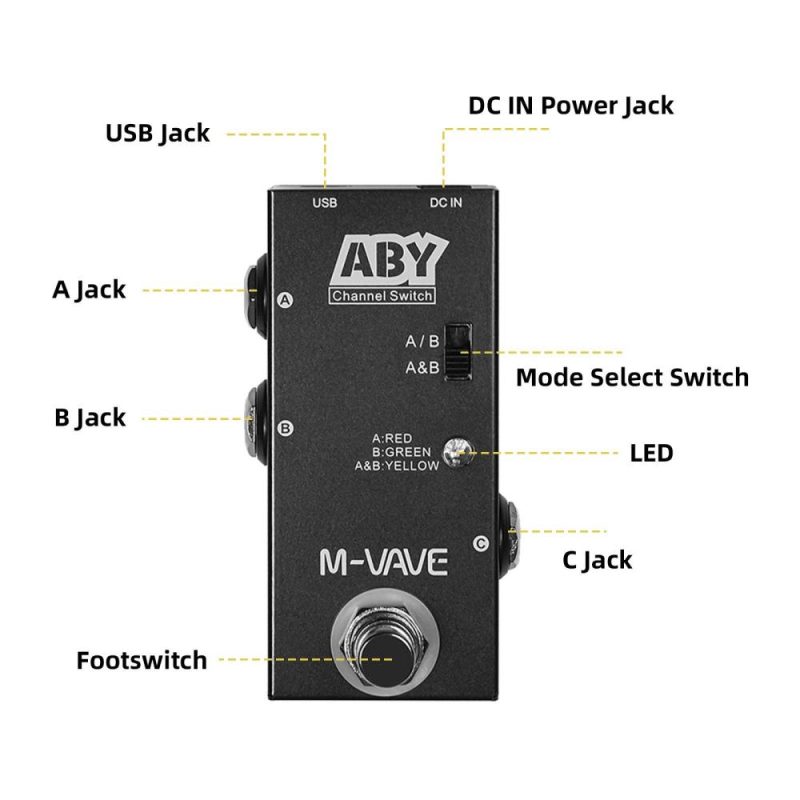 Musical Effects |   ABY Line Selector AB Switch Mini Guitar Effect Pedal True Bypass Guitar Bass Pedal AB Box – ABY Channel Switch Black Musical Effects Black