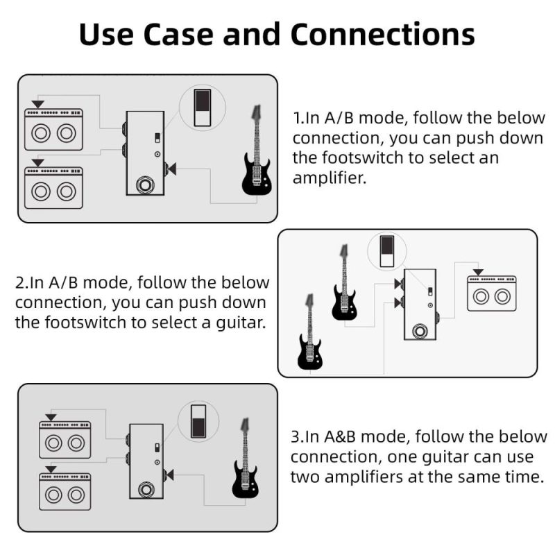 Musical Effects |   ABY Line Selector AB Switch Mini Guitar Effect Pedal True Bypass Guitar Bass Pedal AB Box – ABY Channel Switch Black Musical Effects Black