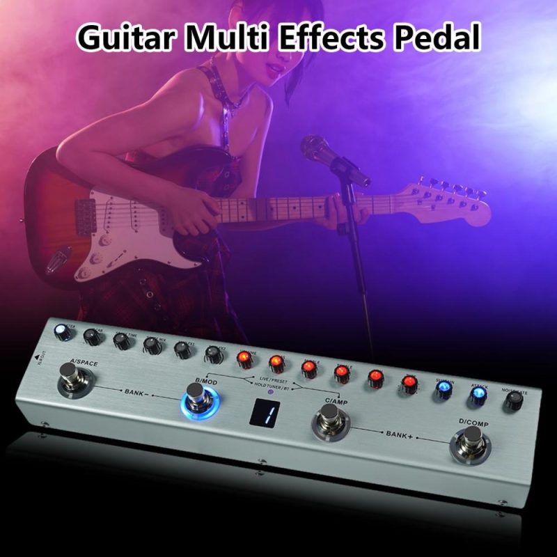 Musical Effects |   M-VAVE TANK-B Multi-Effects Bass Pedal with 3-Band EQ, Delays, Reverbs and More. Grey Musical Effects Grey