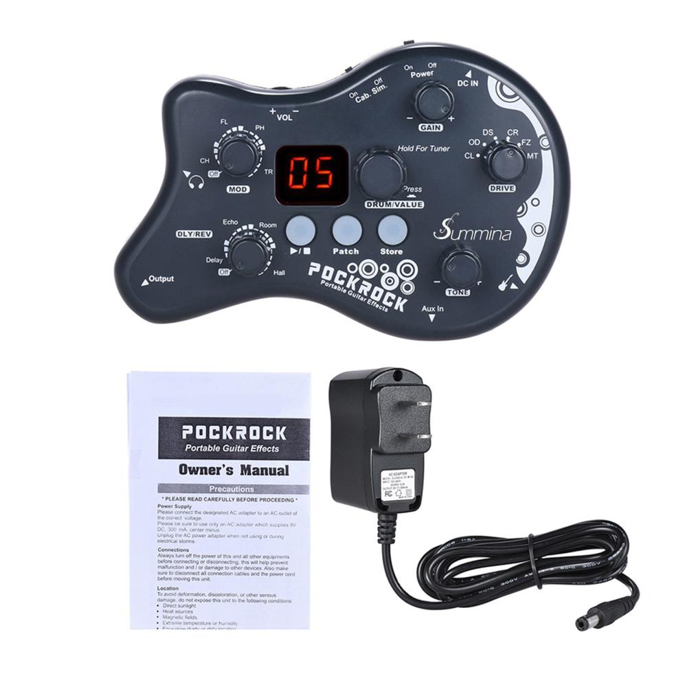 Musical Effects |   PockRock Portable Guitar Multi-effects Processor Effect Pedal  with Power Adapter Black Musical Effects Black