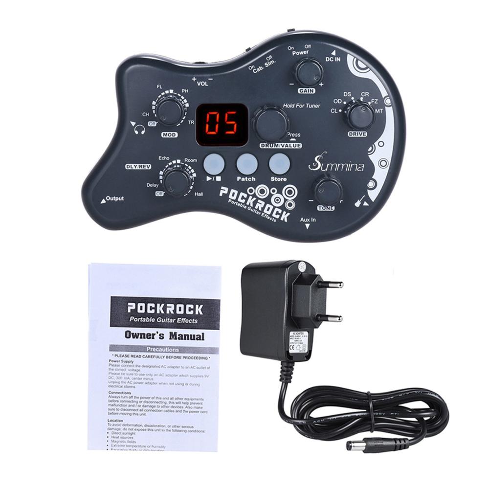 Musical Effects |   PockRock Portable Guitar Multi-effects Processor Effect Pedal  with Power Adapter Black Musical Effects Black