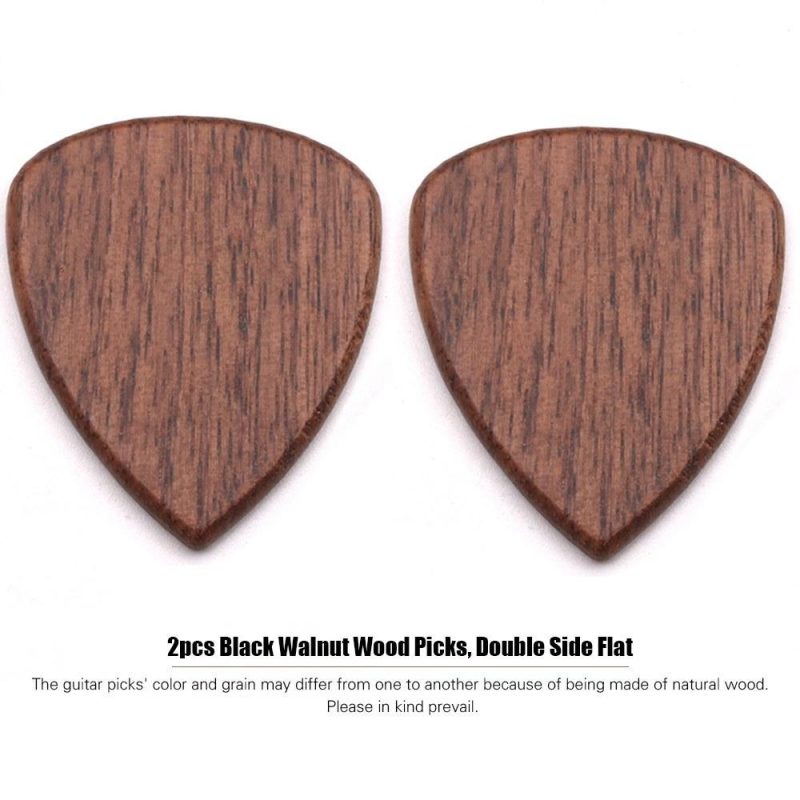 Strings and Accessories |   2pcs Wood Guitar Picks Plectrum Natural Grains Musical Instruments Natural Grains