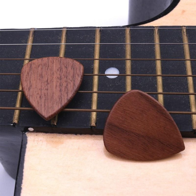 Strings and Accessories |   2pcs Wood Guitar Picks Plectrum Natural Grains Musical Instruments Natural Grains