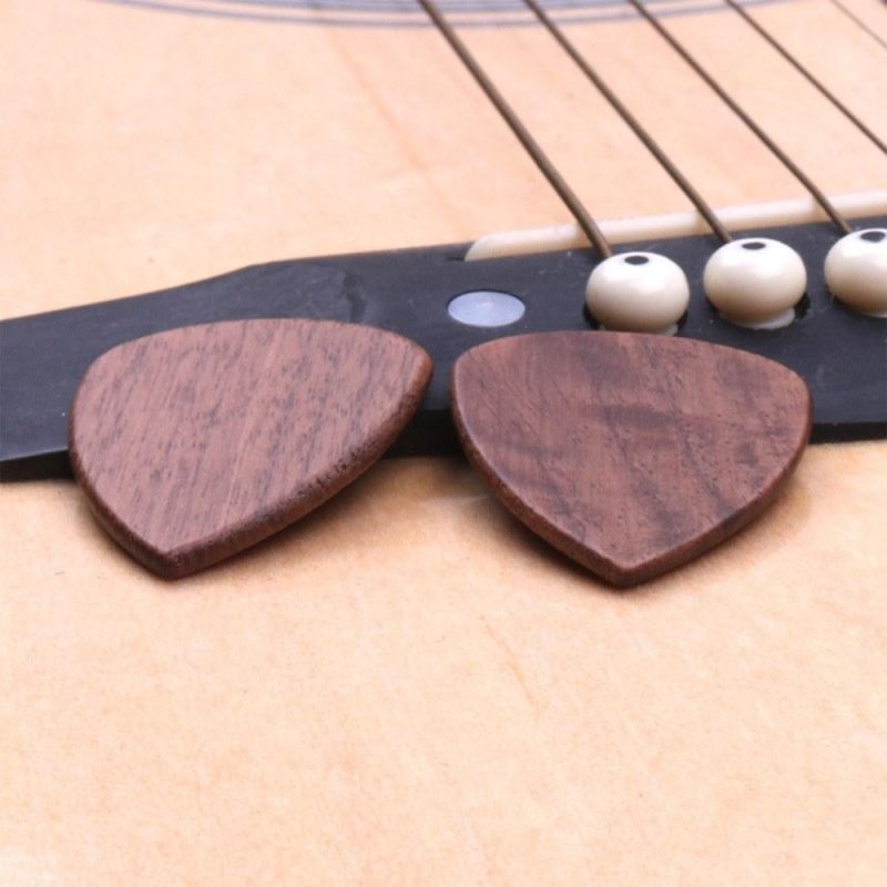 Strings and Accessories |   2pcs Wood Guitar Picks Plectrum Natural Grains Musical Instruments Natural Grains